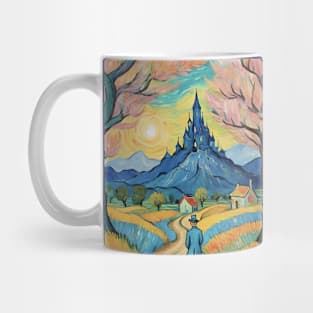 Starry Night Wanderer: Van Gogh-Inspired Landscape with Figure Mug